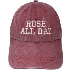 HC Baseball Cap Red White One Size Rose All Day Embroidered Strap Cotton Hat